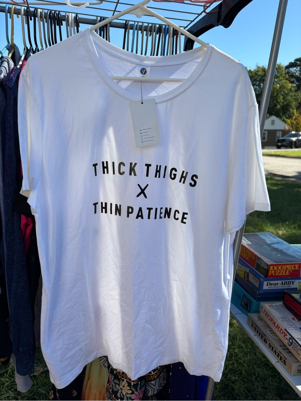 White Graphic Tee - Thick Thighs x Thin Patience